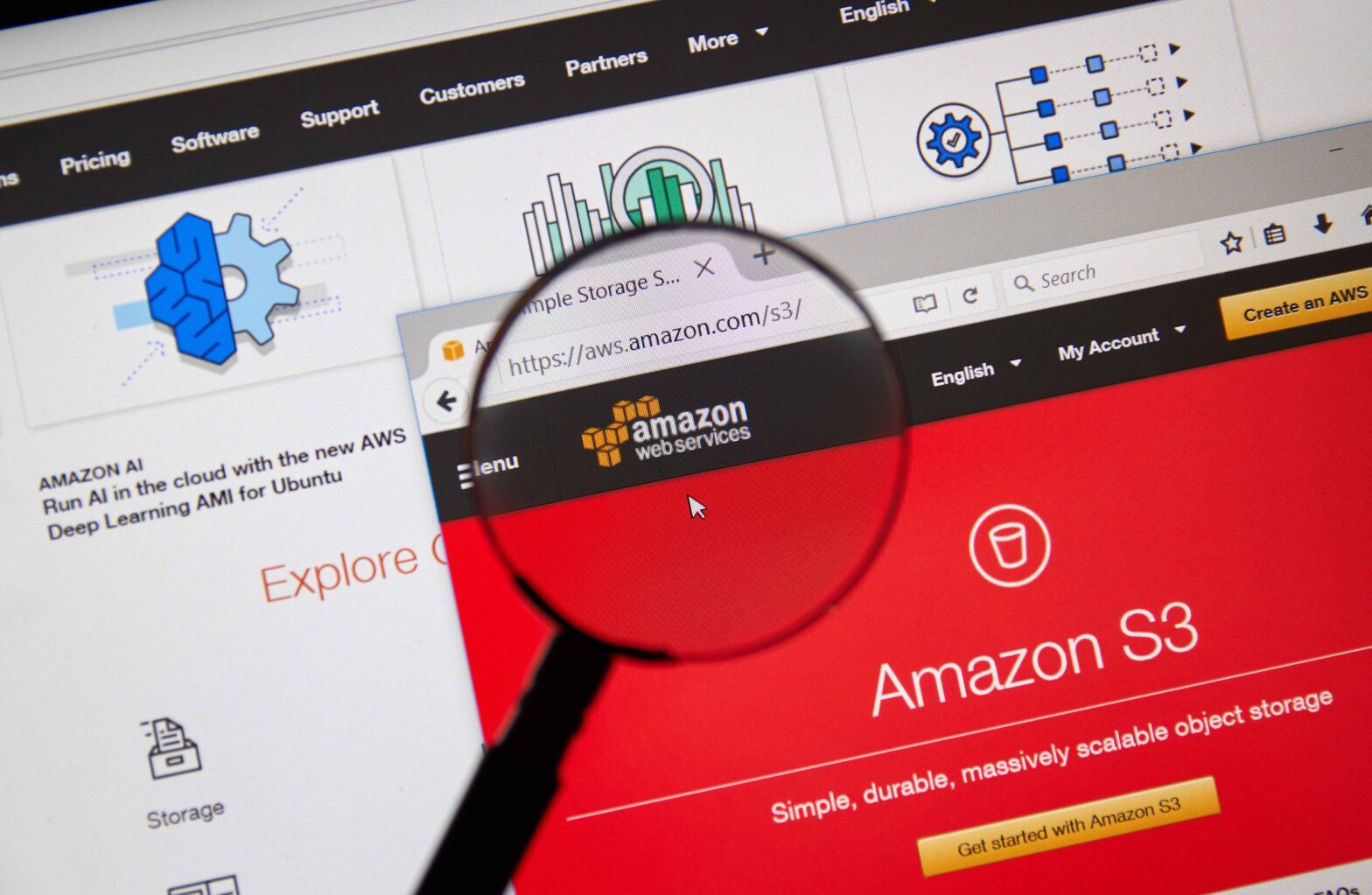 Aperçu de l'interface d'Amazon storage